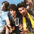 Group of people in yellow and black clothing with text overlays changing from 'I' to 'Love' to 'JB <33'.