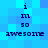 Pixelated blue background with dark blue text reading 'i in so awesome' arranged in four , repeated twice in a pattern