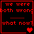 Four red text on black background with heart symbols changing across frames