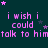 Pixelated text repeats 'i wish i could talk to him' in purple on dark teal background with scattered stars.
