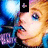 Pixelated anime-style character with blonde hair and blue eyes, shown in three variations with text overlays and a black square overlay.