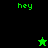 Green pixelated text 'hey' appears on black and green backgrounds with a green star and black star icon.
