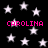 Black background with scattered white stars and four instances of pink text reading CAROLINA in pixelated font.