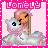 Pixel art contact sheet showing two frames of an animated AIM buddy icon featuring a cartoon girl with pink hair and a white unicorn on a cloud, bordered by bright pink text reading 'Lonely' against a light pink background.