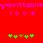 Red background with purple text reading 'y+brittani=y+brittani=' and two instances of 'love', green plus signs, brown crosses, and pixelated symbols.