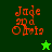 Four display 'Jade and Chris' text with star symbols; top-left and bottom-left show green stars, top-right and bottom-right show red stars on green backgrounds