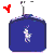Pixelated icon with blue rounded rectangle background, white figure holding a red heart symbol above.
