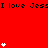 Red background with repeated black text "I love Jessi" and scattered white heart symbols in various quantities.