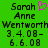Green background displays two identical text blocks with 'Sarah Anne Wentworth' and dates, one featuring a pink pixelated heart above the name.