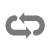 A pixelated circular icon with two dark gray arrows forming a loop, outlined in white against a light gray background.