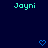Pixelated cyan text 'Jayni' appears multiple times on a dark blue background with scattered blue heart and arrow symbols.