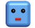 Two blue square icons with rounded corners show a face: left icon has straight red mouth, right icon shows downturned red mouth and single teardrop.