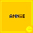 Yellow square icon with black text "ANNiE" and a small yellow Pac-Man symbol in the bottom-right corner of each quadrant.