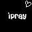 Pixelated white text 'ipray' appears twice on a black background with a pixelated heart symbol above the left text.
