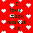 Red background with white pixelated hearts scattered across, featuring repeated text "I love Zack marra!!" and "<3" in dark green pixelated font.