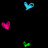 Pixelated heart icons in blue, pink, and green float against a black background with yellow text reading 'Confused' and 'heart'.
