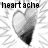 Two identical grayscale heart icons with gradient shading, each surrounded by radiating lines and labeled 'heart ache' in pixelated text above.