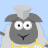Pixelated sheep icon with gray face, white wool, and yellow collar against light blue background.