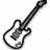 A pixelated black-and-white electric guitar icon on the left paired with a pink background containing text reading "guitar players are sexy" in blocky, distorted letters.
