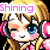 Pixelated anime-style character with blonde hair and blue eyes, wearing pink headphones, winking in two side-by-side frames.