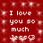 Red background with white pixelated text reading "I love you so much Jess" and a heart symbol, repeated in two
