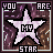 nine pixelated star icons with text 'YOU ARE MY STAR' on a purple-brown background, showing animation changes in text and star details