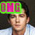 Four show a person in a light blue shirt with text overlays: 'OMG' top-left, 'SEXY' top-right, 'MAN' bottom-left, and no text bottom-right