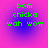 Four identical circular icons with pink outer rings and blue inner gradients display green pixelated text reading 'bom chicka wah wow' in three lines.