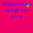 A static image with a bright pink background displays blue text reading "Happiness," "laughter," and "love" in three lines, with green pixel clusters near the top-right of "Happiness."