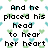 Pixelated text and heart symbols on a white background with green and blue hearts, featuring a gray rectangle covering part of the right side.