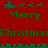 Red background with green pixelated text and sleigh icons, displaying 'Merry Christmas' in two with repeated elements