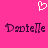 A static image with a bright pink background featuring two identical pixelated names and a white heart symbol above them.