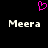 A static pixel art image with a black background, featuring two identical white text labels and one pink heart symbol above them.