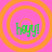 Four identical circular icons with orange concentric rings on a pink background, each containing green text reading 'hoyy!' in a stylized font.