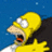 Pixelated image of Homer Simpson with open mouth and raised arms against blue background, surrounded by pink text listing characters and "Simpsons Movie Summer 2007".