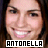 Two side-by-side pixelated images of a smiling person with long brown hair, each featuring the text 'ANTONELLA' in bold white letters on black bars at the bottom.