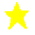 Six pixelated stars in yellow, white, red, cyan, green, and magenta arranged on a gray background.