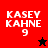 Four display 'KASEY KAHNE 9' text with star symbols; top-left red background has black star, bottom-left black background has red star, top-right and bottom-right red backgrounds have no stars