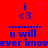 Red background with blue pixelated text and symbols: two 'i' characters above '<3', a faint pink heart between them, dotted lines below the hearts, and partial phrases 'u will' and 'ever know' in blue.