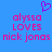 Blue background with pink pixelated text reading 'alyssa LOVES nick jonas' and a purple heart symbol above the text.