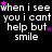 Black background with repeated white text 'when i see you i cant help but smile' and small pink stars scattered throughout.