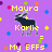 Pixelated purple background with yellow text reading 'Maura', 'Korlie', and 'My BFFs' surrounding a black and gray pixelated animal figure with a yellow star on its side.