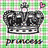 Two identical pixelated crown icons with a green and pink checkered background, each featuring the text 'princess' below.