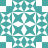 Teal and white pixelated geometric pattern with repeating cross-shaped and square motifs arranged in a grid.