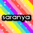 Rainbow striped background with white sparkles and black text reading 'saranys is sexytastic' in pixelated font.