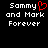 Pixelated text reads "Sammy and Mark Forever" with a red heart replacing the 'y' in "Sammy" on the left side of the image.