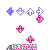 Animated sequence of four distinct color-coded icon sets arranged in a , each set featuring small diamond-shaped icons with varying internal patterns and colors