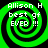 Green and black spiral pattern with white text reading "Allison H best gf EVER !!!" in four identical quadrants.