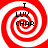 Four identical red and white spiral patterns with black text reading 'I LUV CHAR' arranged in a , each pattern featuring concentric spirals radiating from the center