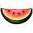 Animated sequence of a watermelon slice with progressive bites taken out, showing red flesh, black seeds, and green rind